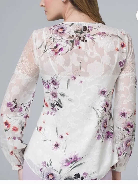 White House Black Market Tops - White House Black Market chiffon floral blouse,Sz.10!PRETTY